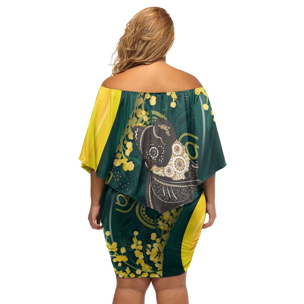 Australia Day Family Matching Off Shoulder Short Dress and Hawaiian Shirt Koala Aboriginal Art