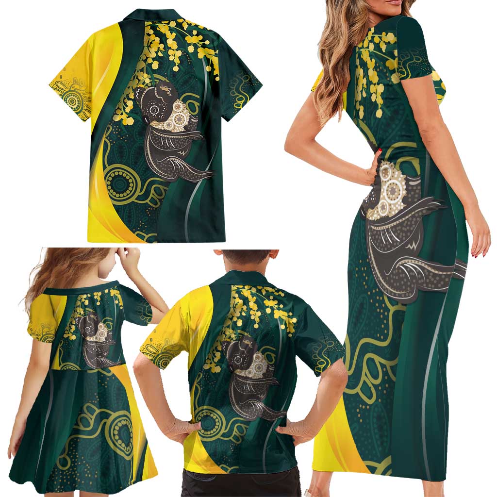 Australia Day Family Matching Short Sleeve Bodycon Dress and Hawaiian Shirt Koala Aboriginal Art