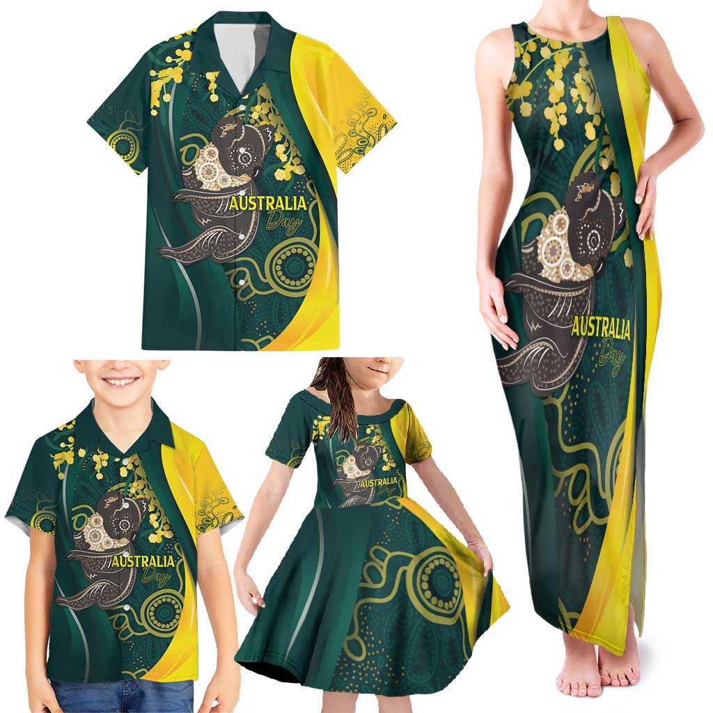 Australia Day Family Matching Tank Maxi Dress and Hawaiian Shirt Koala Aboriginal Art