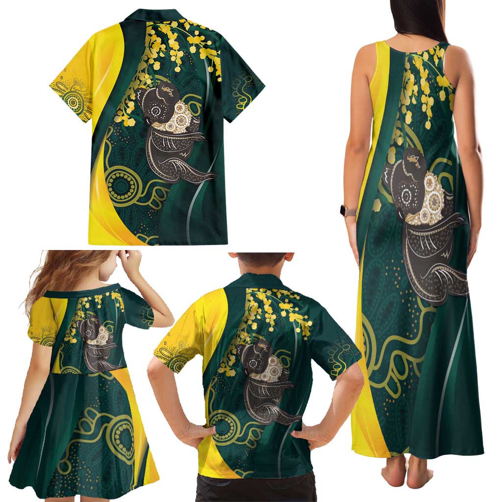 Australia Day Family Matching Tank Maxi Dress and Hawaiian Shirt Koala Aboriginal Art