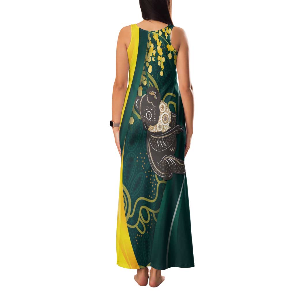 Australia Day Family Matching Tank Maxi Dress and Hawaiian Shirt Koala Aboriginal Art