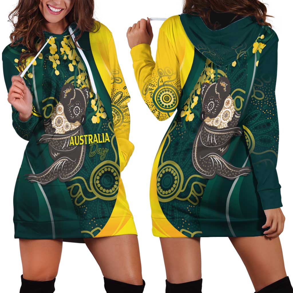 Australia Day Hoodie Dress Koala Aboriginal Art - Vibe Hoodie Shop