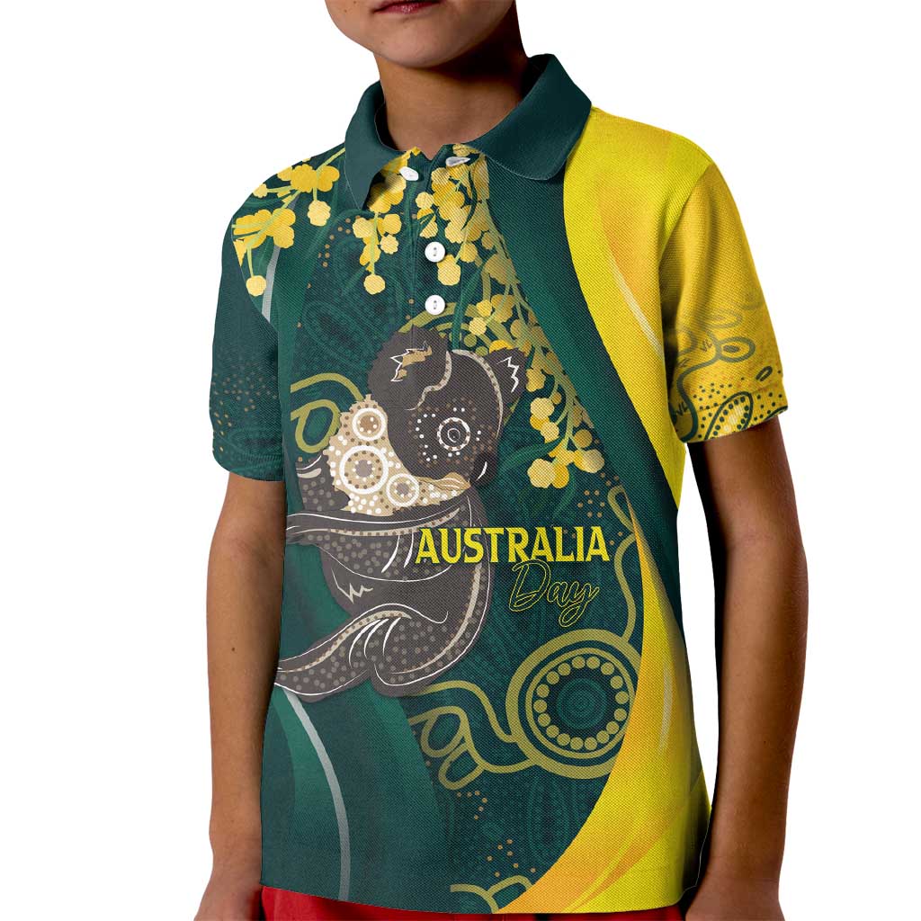 Australia Day Kid Polo Shirt Koala Aboriginal Art - Vibe Hoodie Shop