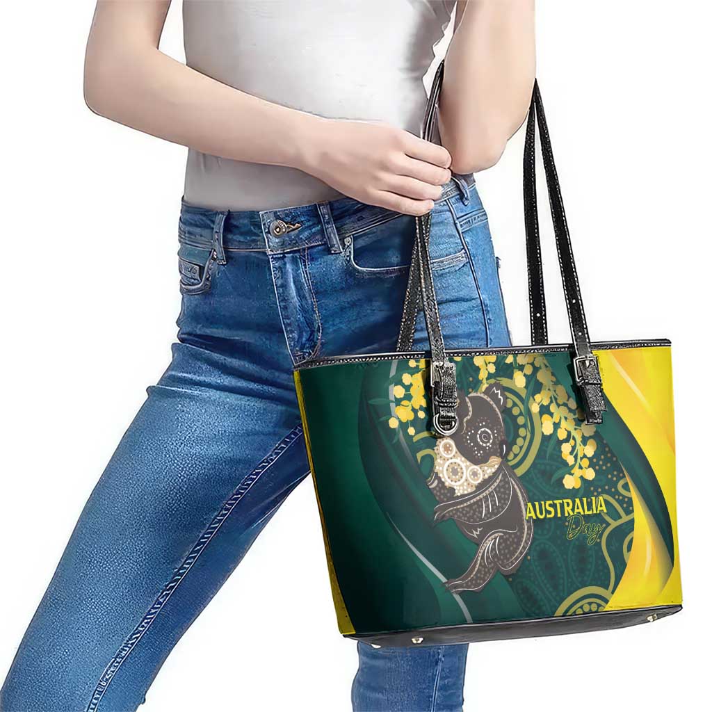 Australia Day Leather Tote Bag Koala Aboriginal Art