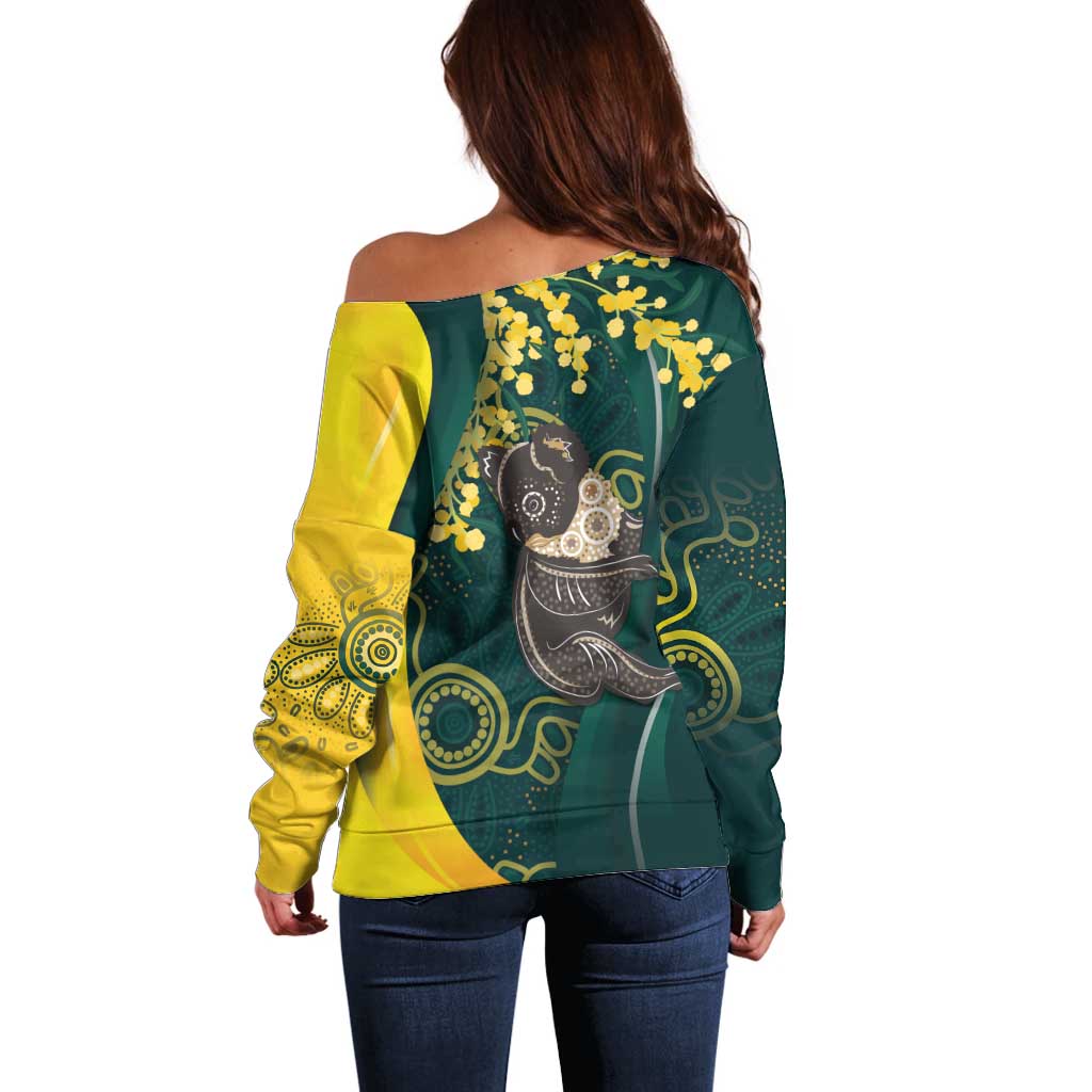 Australia Day Off Shoulder Sweater Koala Aboriginal Art - Vibe Hoodie Shop