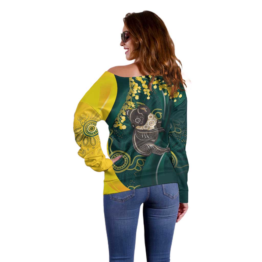 Australia Day Off Shoulder Sweater Koala Aboriginal Art - Vibe Hoodie Shop