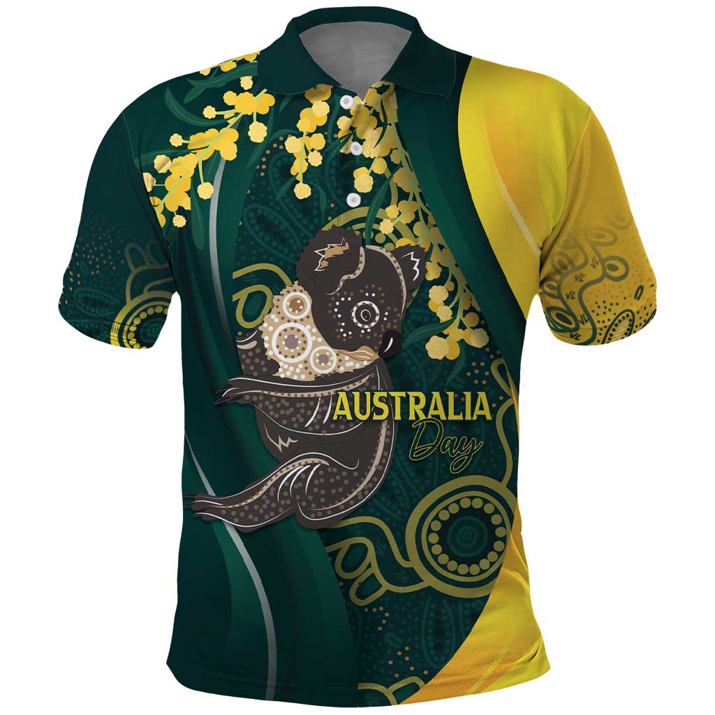 Australia Day Polo Shirt Koala Aboriginal Art - Vibe Hoodie Shop