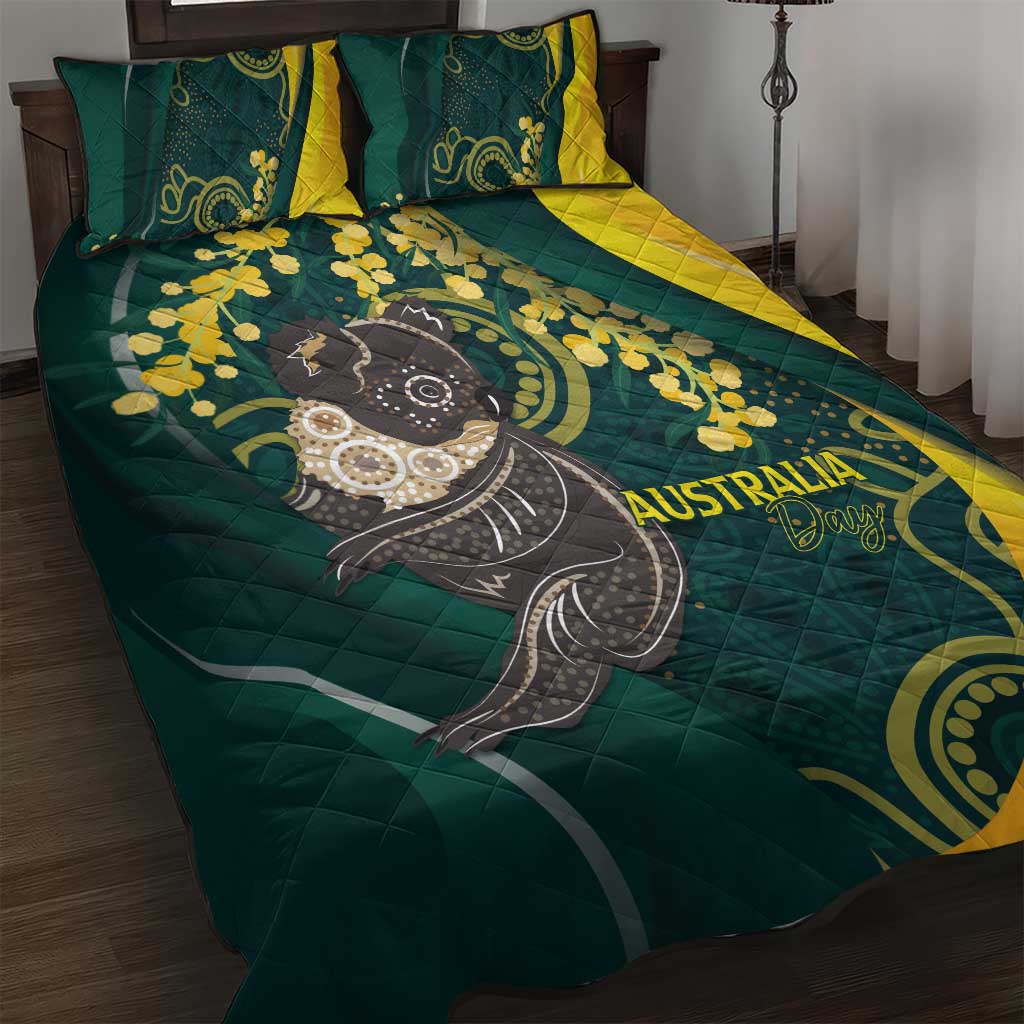 Australia Day Quilt Bed Set Koala Aboriginal Art - Vibe Hoodie Shop