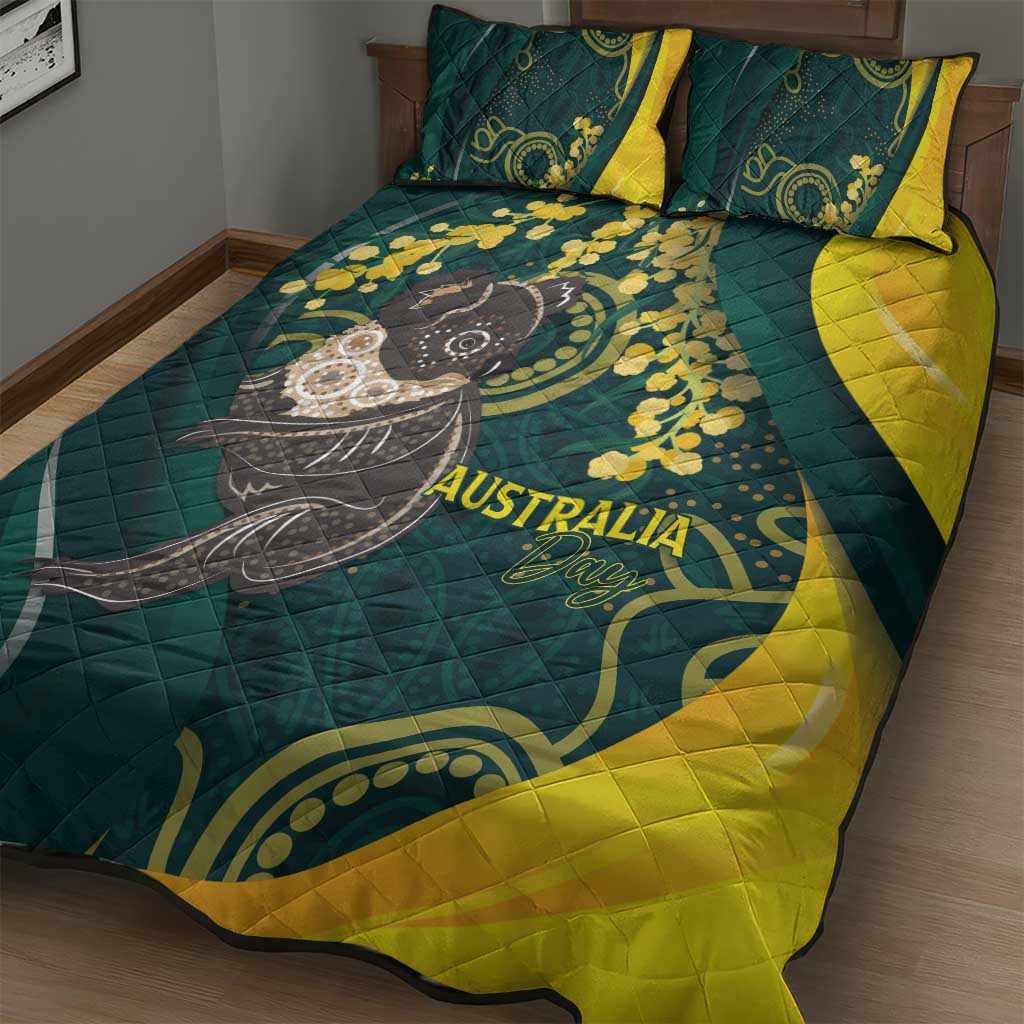 Australia Day Quilt Bed Set Koala Aboriginal Art - Vibe Hoodie Shop