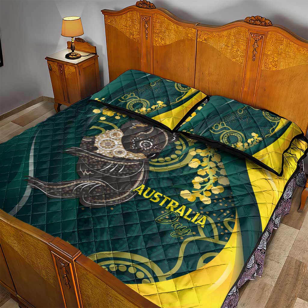 Australia Day Quilt Bed Set Koala Aboriginal Art - Vibe Hoodie Shop