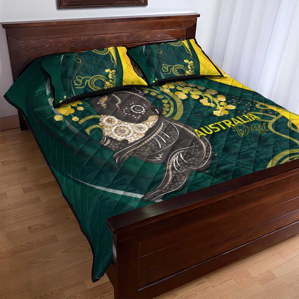 Australia Day Quilt Bed Set Koala Aboriginal Art - Vibe Hoodie Shop