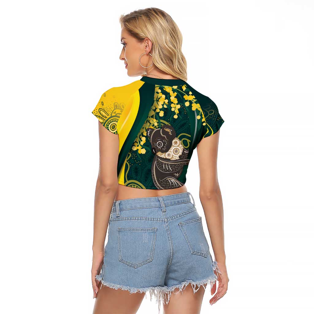 Australia Day Raglan Cropped T Shirt Koala Aboriginal Art - Vibe Hoodie Shop