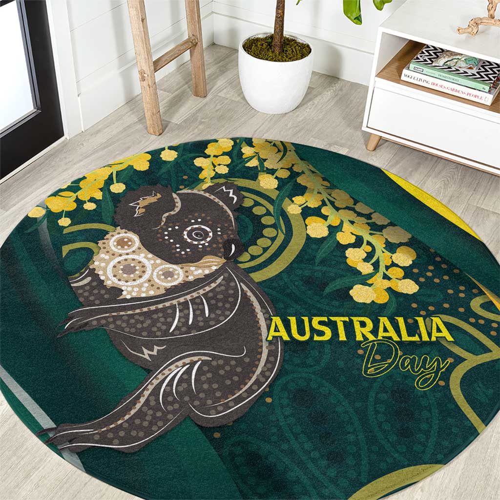 Australia Day Round Carpet Koala Aboriginal Art