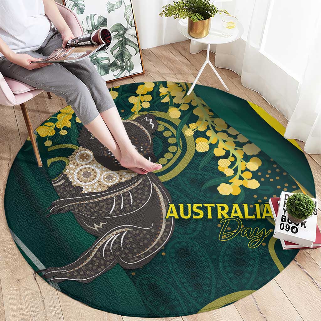 Australia Day Round Carpet Koala Aboriginal Art