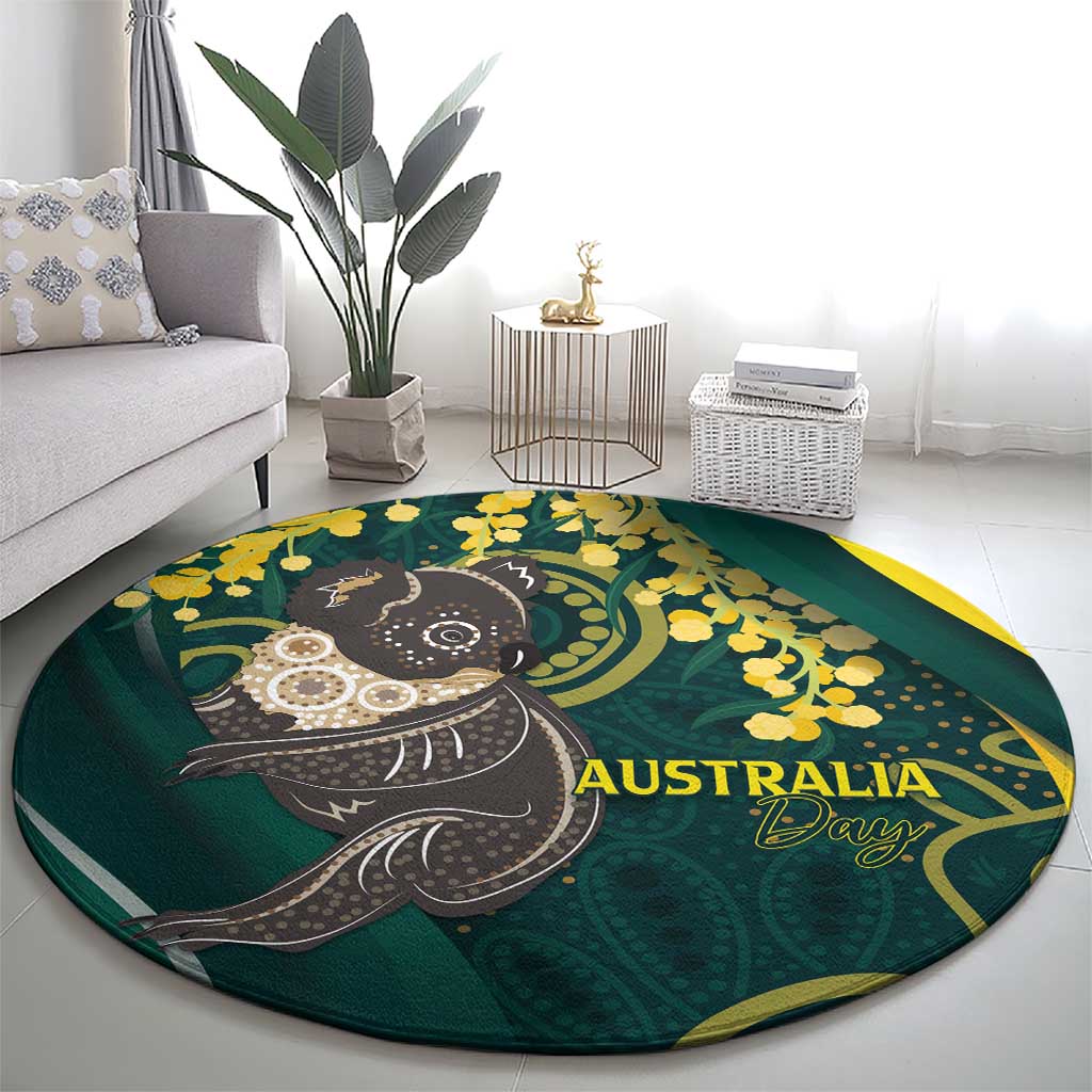 Australia Day Round Carpet Koala Aboriginal Art