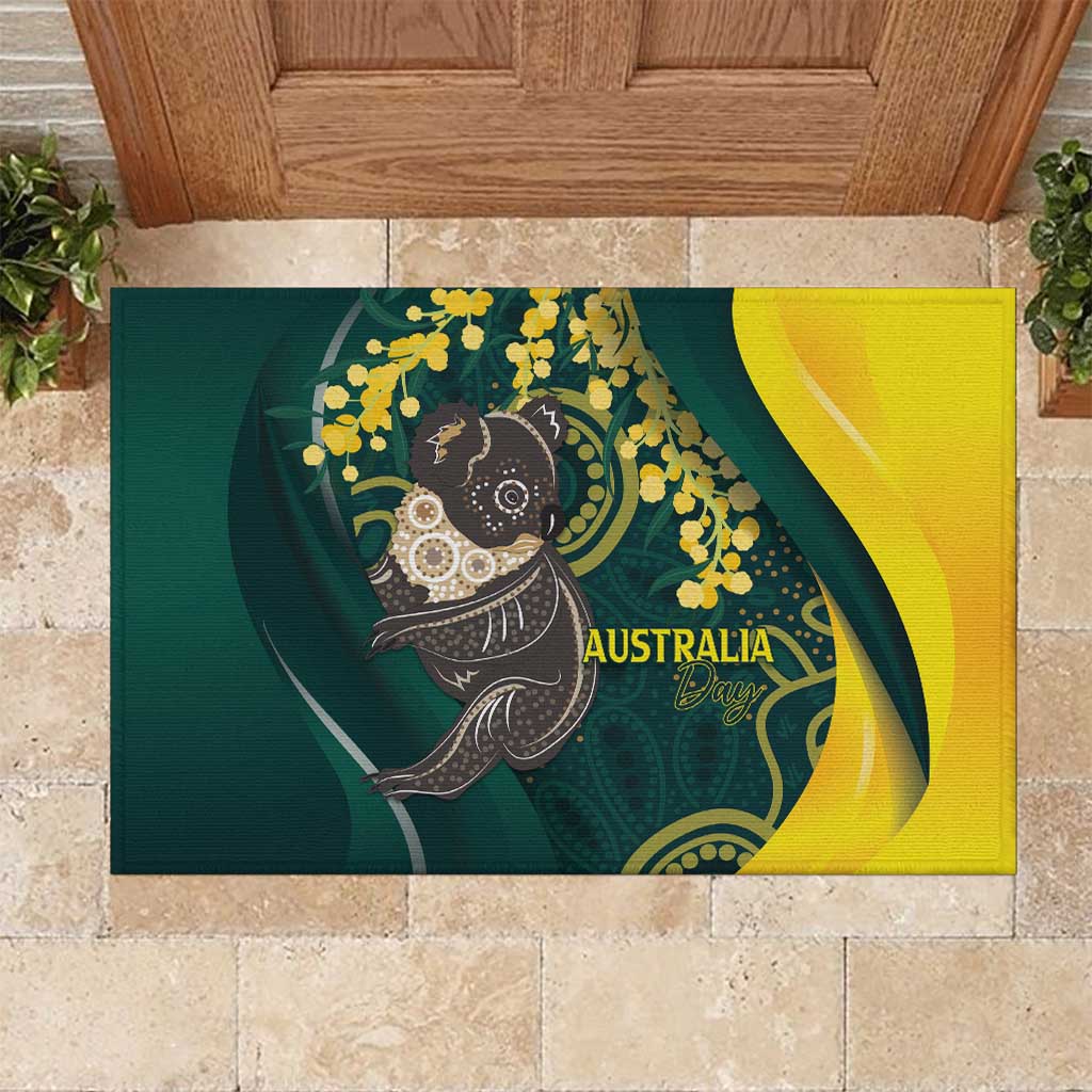 Australia Day Rubber Doormat Koala Aboriginal Art