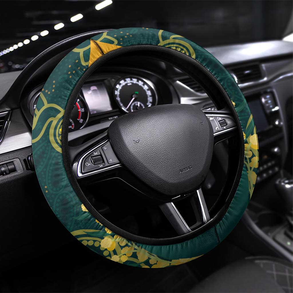 Australia Day Steering Wheel Cover Koala Aboriginal Art