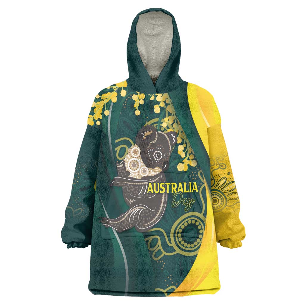 Australia Day Wearable Blanket Hoodie Koala Aboriginal Art - Vibe Hoodie Shop