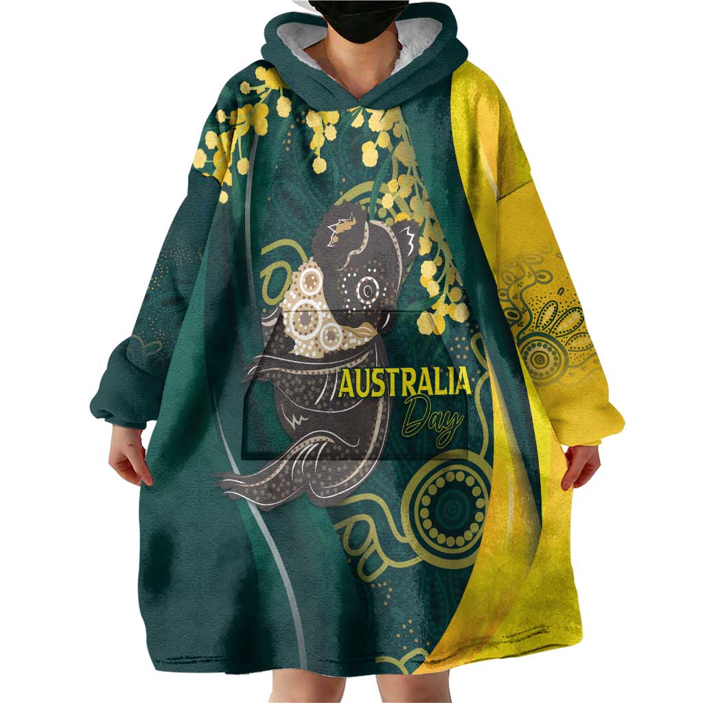 Australia Day Wearable Blanket Hoodie Koala Aboriginal Art - Vibe Hoodie Shop