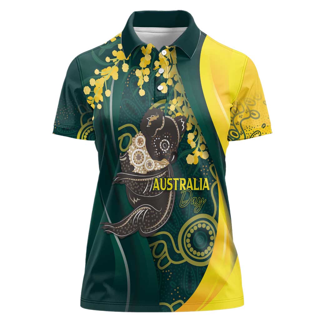 Australia Day Women Polo Shirt Koala Aboriginal Art - Vibe Hoodie Shop