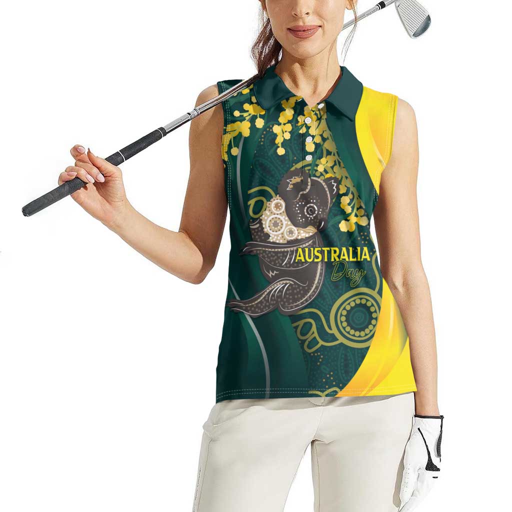 Australia Day Women Sleeveless Polo Shirt Koala Aboriginal Art