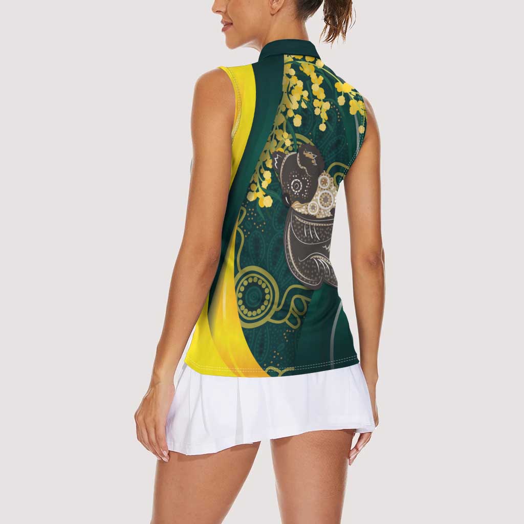 Australia Day Women Sleeveless Polo Shirt Koala Aboriginal Art