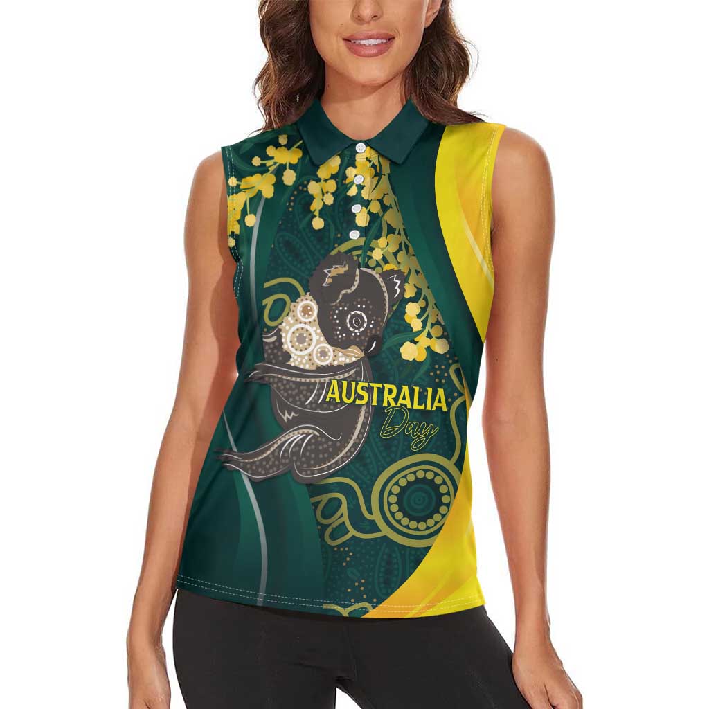 Australia Day Women Sleeveless Polo Shirt Koala Aboriginal Art