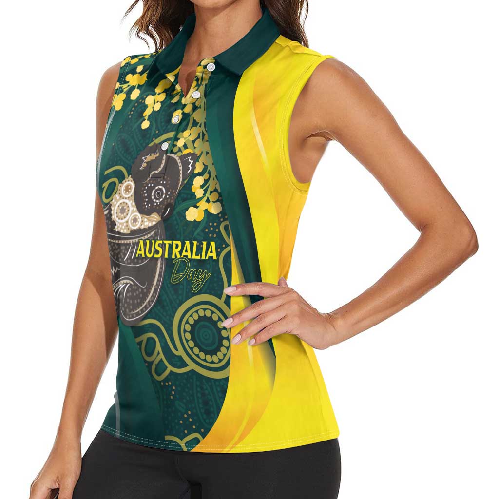 Australia Day Women Sleeveless Polo Shirt Koala Aboriginal Art