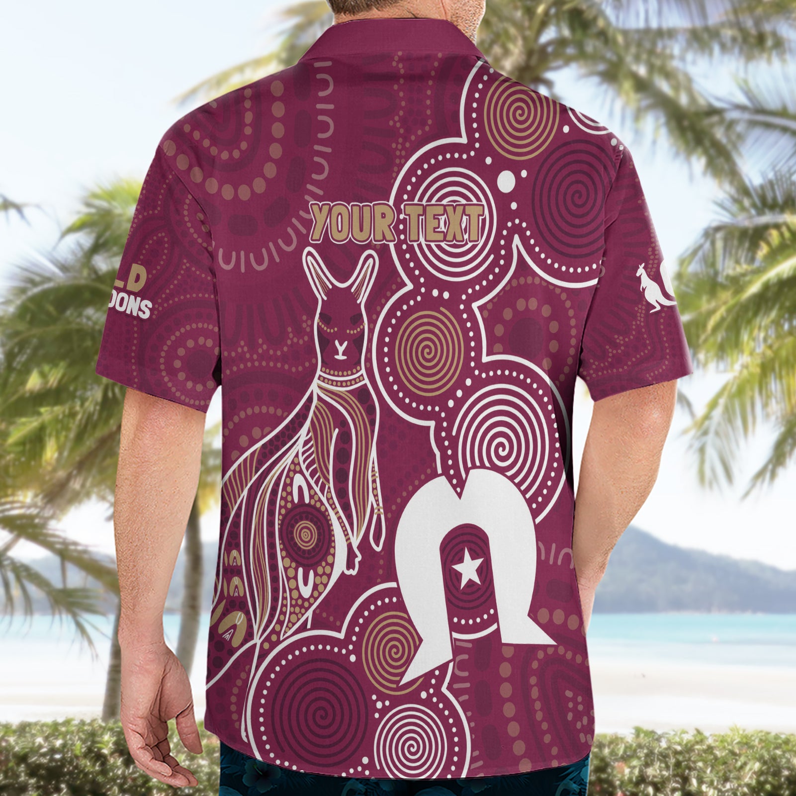 NAIDOC Week Hawaiian Shirt QLD Maroons Kangaroo - Vibe Hoodie Shop