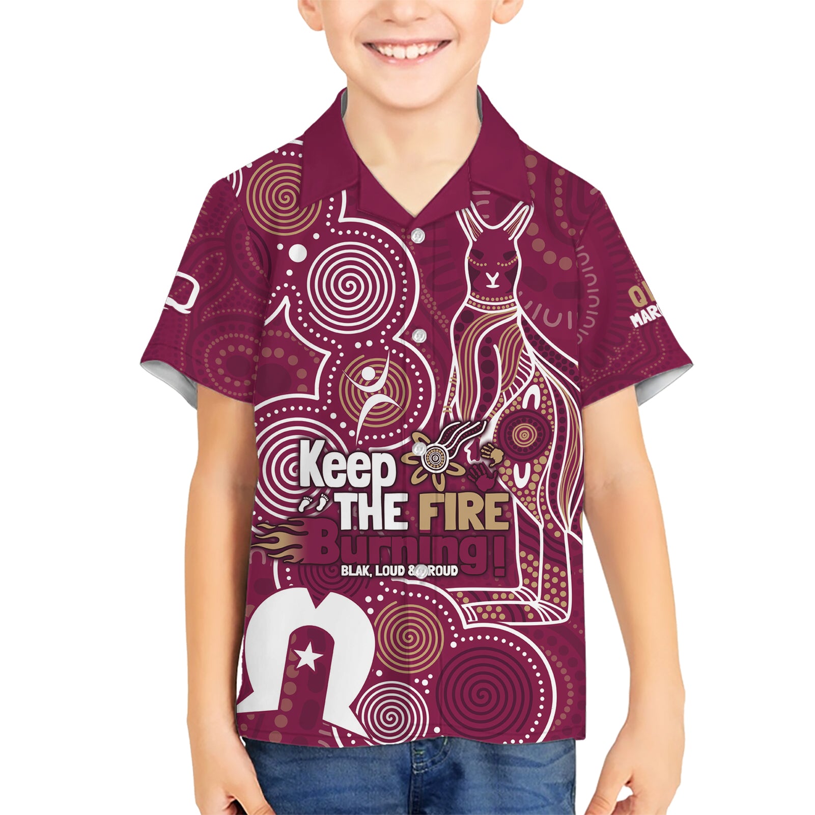 NAIDOC Week Hawaiian Shirt QLD Maroons Kangaroo - Vibe Hoodie Shop