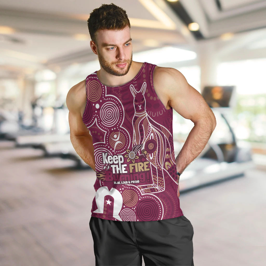 NAIDOC Week Men Tank Top QLD Maroons Kangaroo - Vibe Hoodie Shop