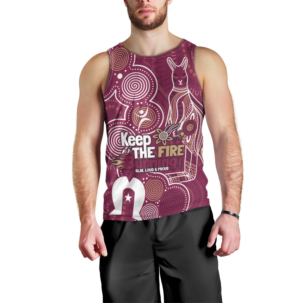 NAIDOC Week Men Tank Top QLD Maroons Kangaroo - Vibe Hoodie Shop