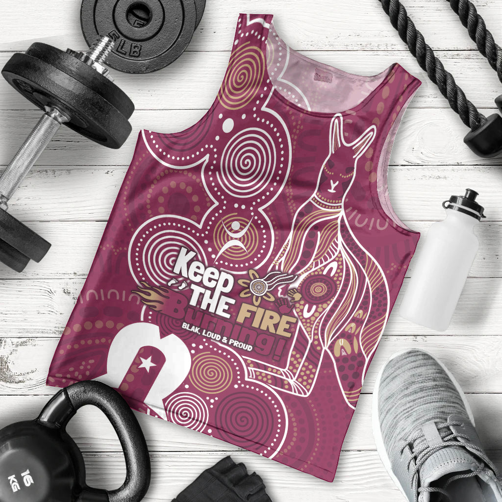 NAIDOC Week Men Tank Top QLD Maroons Kangaroo - Vibe Hoodie Shop