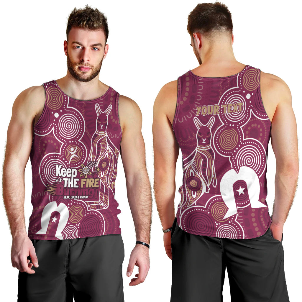 NAIDOC Week Men Tank Top QLD Maroons Kangaroo - Vibe Hoodie Shop
