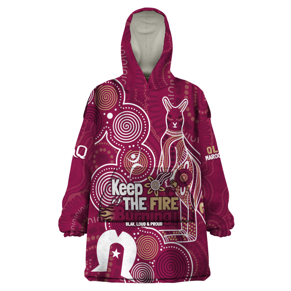 NAIDOC Week Wearable Blanket Hoodie QLD Maroons Kangaroo - Vibe Hoodie Shop