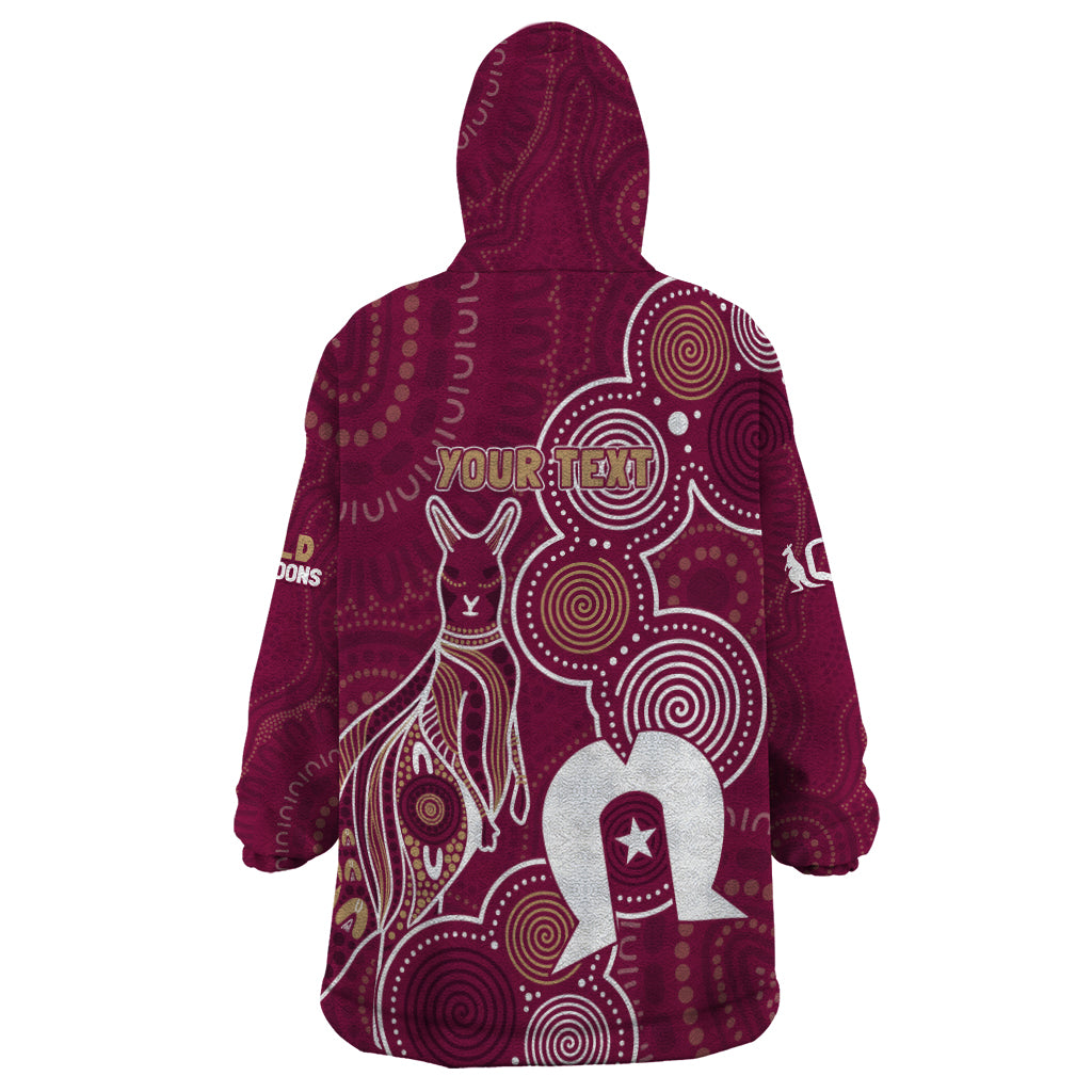 NAIDOC Week Wearable Blanket Hoodie QLD Maroons Kangaroo - Vibe Hoodie Shop