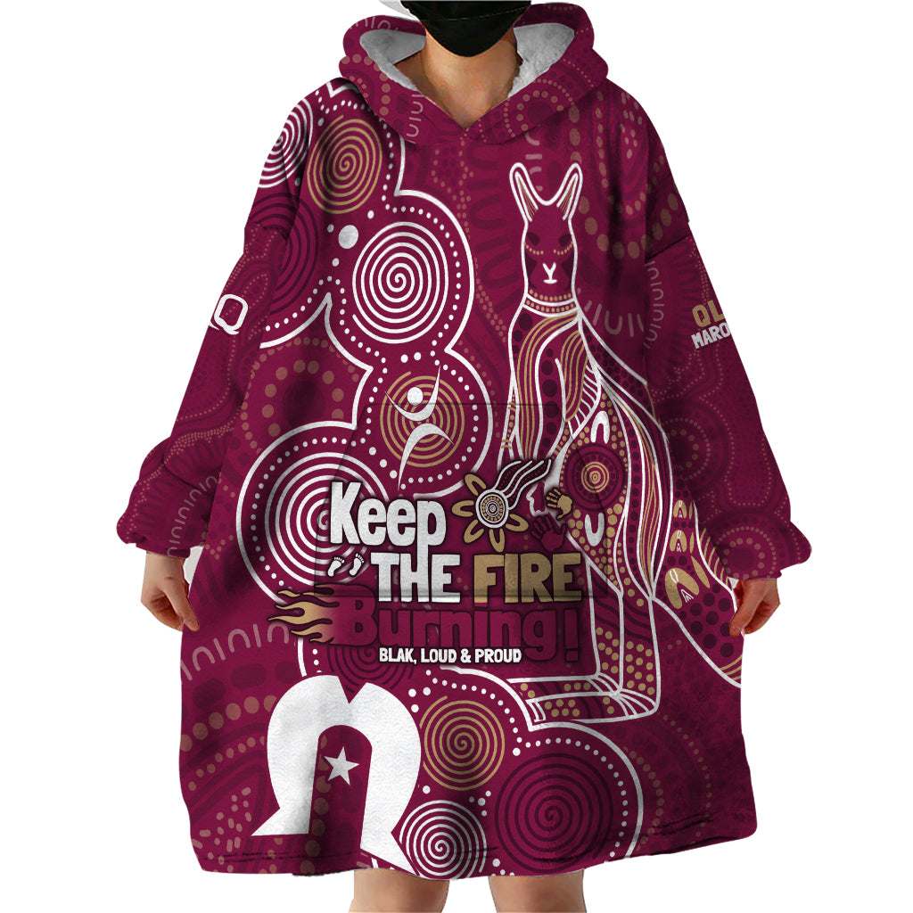 NAIDOC Week Wearable Blanket Hoodie QLD Maroons Kangaroo - Vibe Hoodie Shop