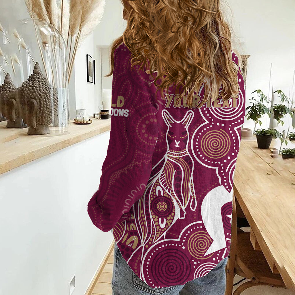 NAIDOC Week Women Casual Shirt QLD Maroons Kangaroo - Vibe Hoodie Shop