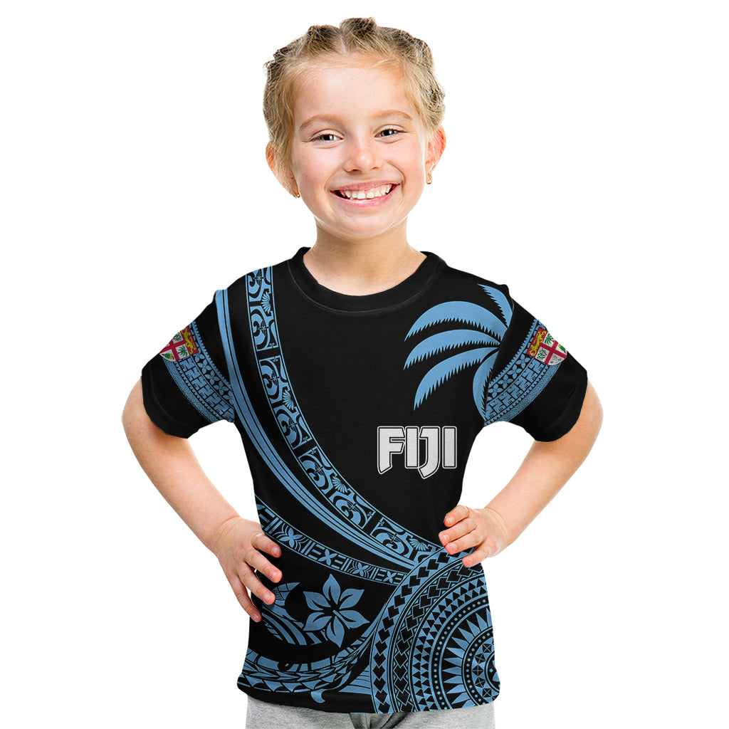 Personalised Fiji Rugby Kid T Shirt Tapa Kaivity Curve Style - Vibe Hoodie Shop