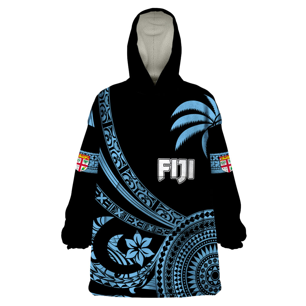 Personalised Fiji Rugby Wearable Blanket Hoodie Tapa Kaivity Curve Style - Vibe Hoodie Shop