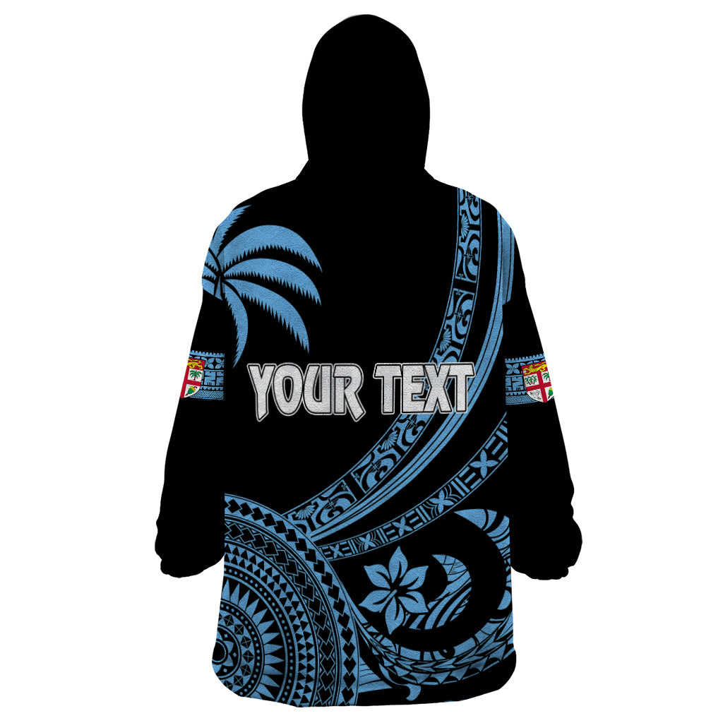 Personalised Fiji Rugby Wearable Blanket Hoodie Tapa Kaivity Curve Style - Vibe Hoodie Shop