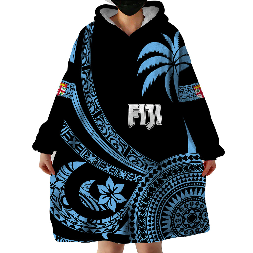 Personalised Fiji Rugby Wearable Blanket Hoodie Tapa Kaivity Curve Style - Vibe Hoodie Shop