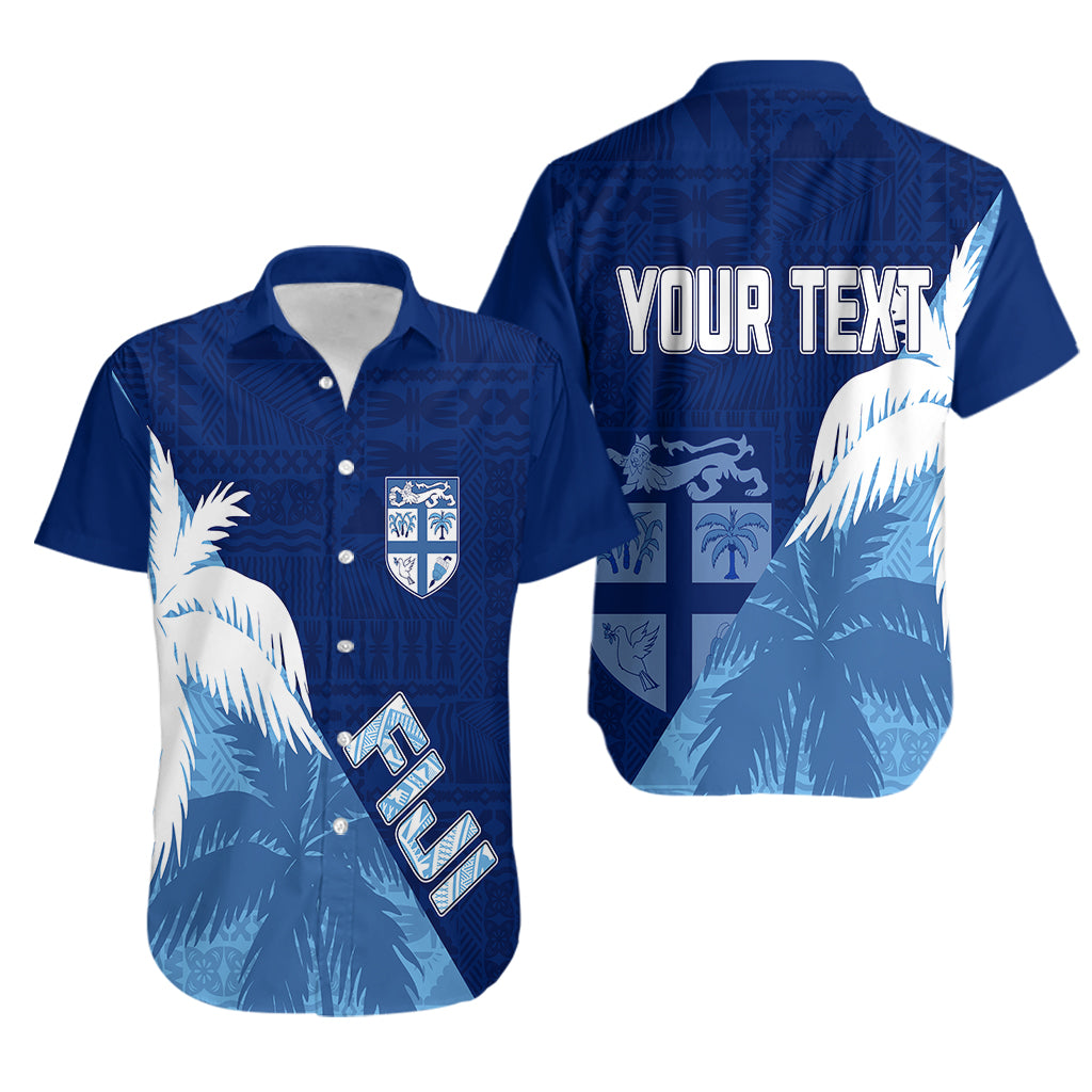 Personalised Fiji Rugby Hawaiian Shirt Palm Trees Mix Tapa - Vibe Hoodie Shop