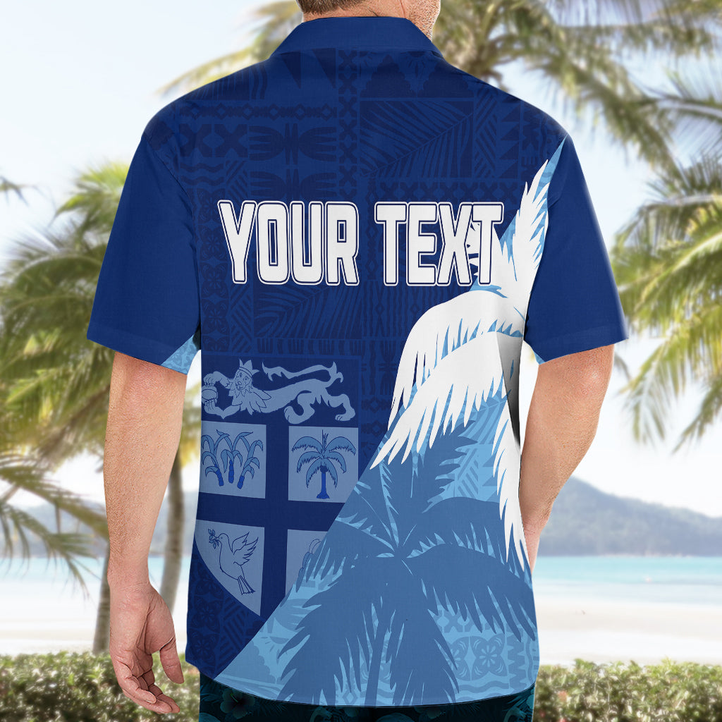 Personalised Fiji Rugby Hawaiian Shirt Palm Trees Mix Tapa - Vibe Hoodie Shop