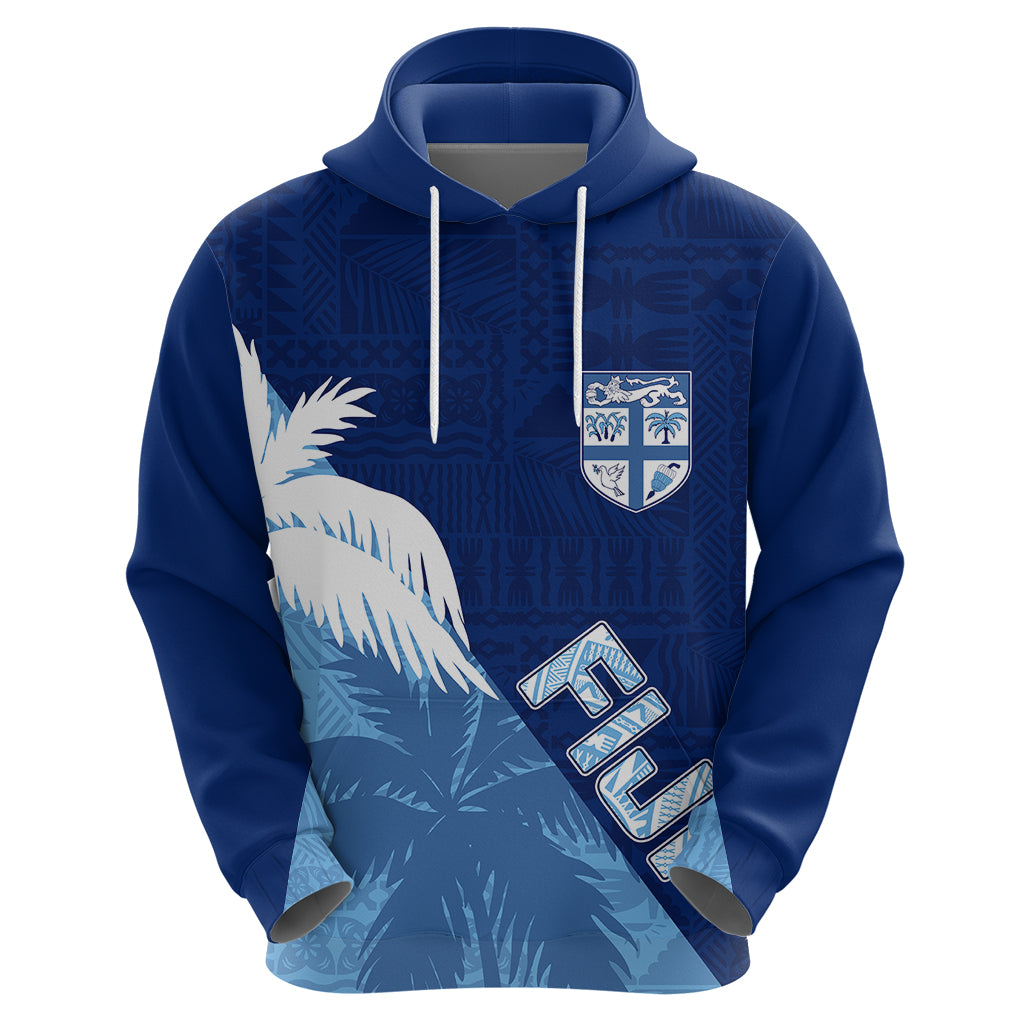 Personalised Fiji Rugby Hoodie Palm Trees Mix Tapa LT7 - Vibe Hoodie Shop