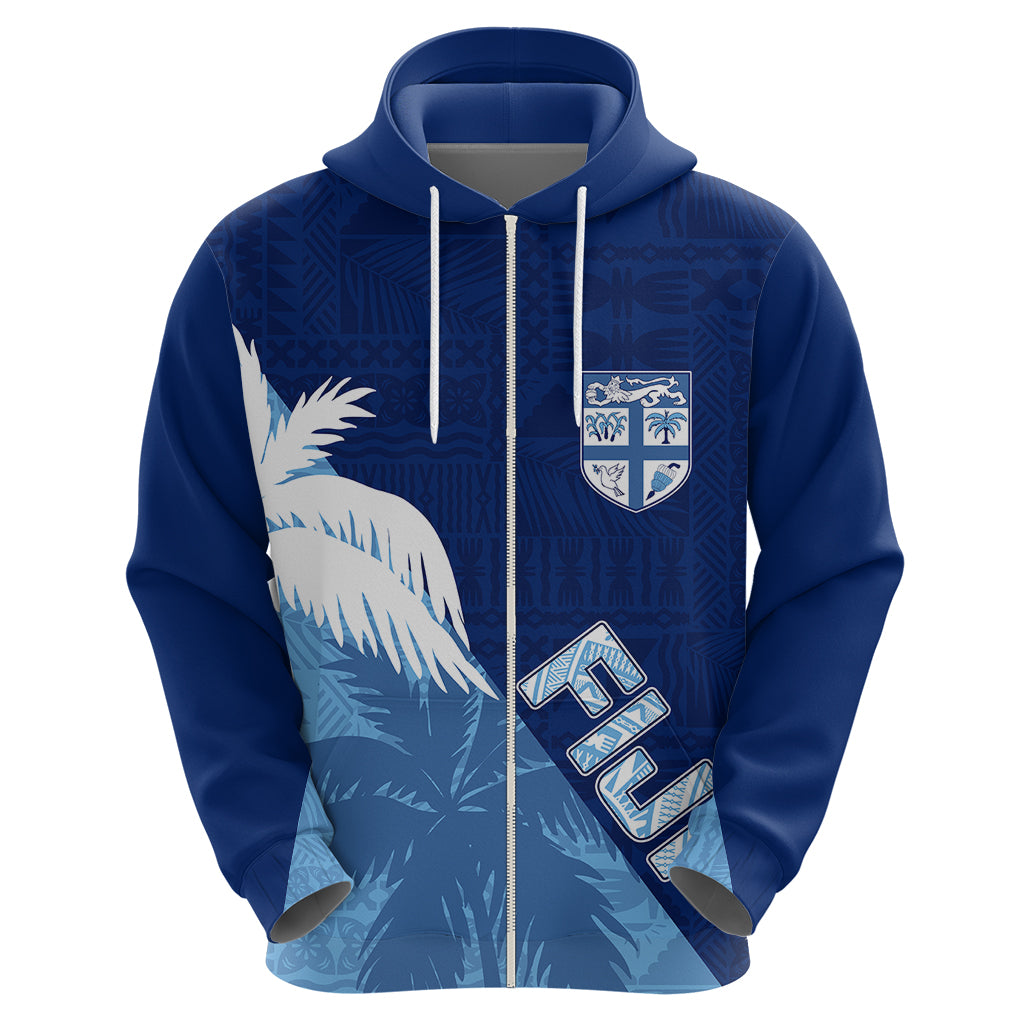 Personalised Fiji Rugby Hoodie Palm Trees Mix Tapa LT7 - Vibe Hoodie Shop