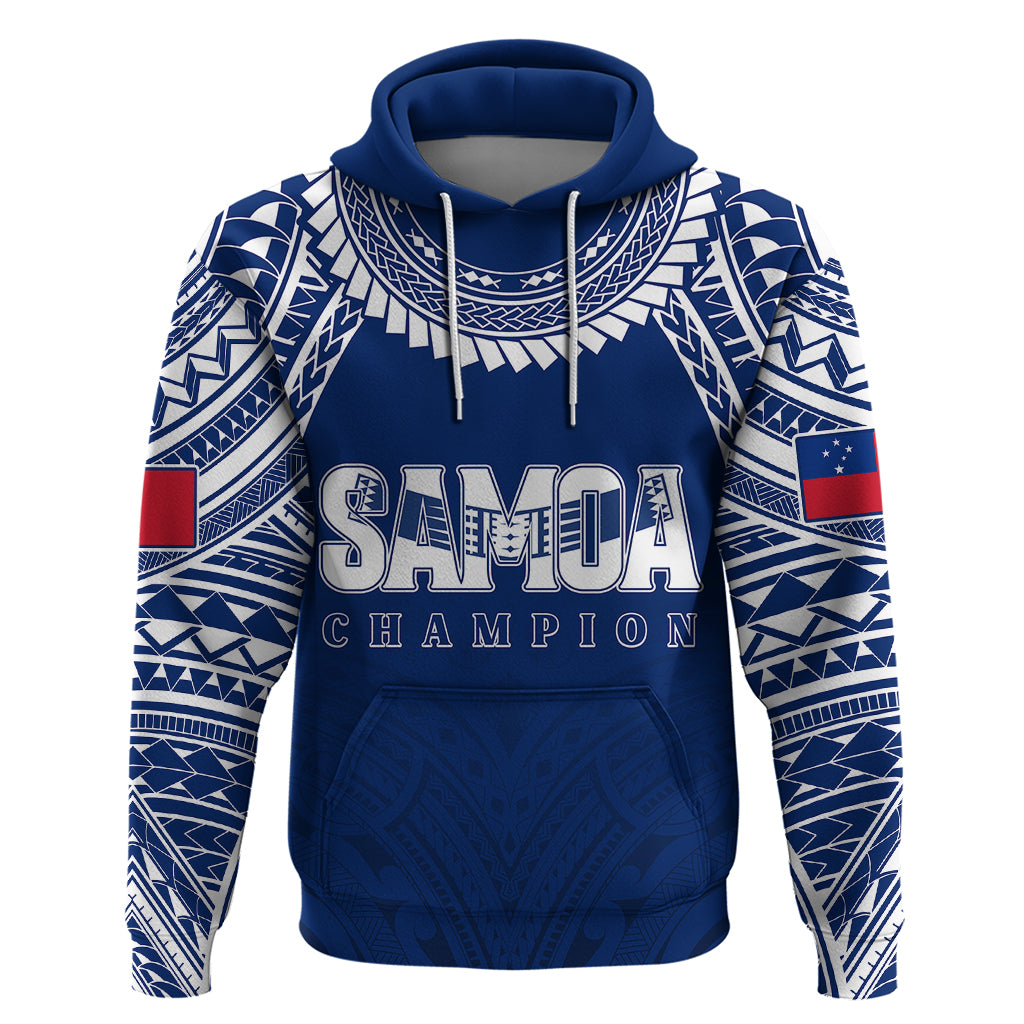 Personalised Samoa Rugby Hoodie WC 2023 Champions LT7 - Vibe Hoodie Shop