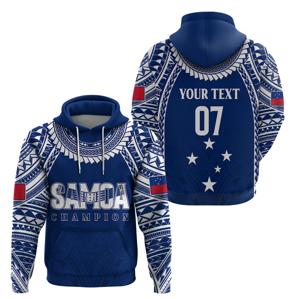 Personalised Samoa Rugby Hoodie WC 2023 Champions LT7 - Vibe Hoodie Shop