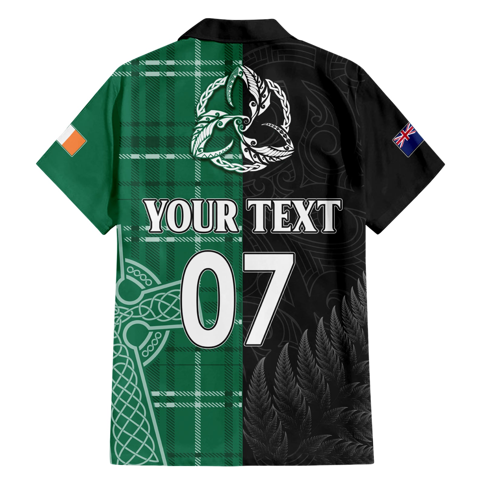 Personalised New Zealand Mix Ireland Rugby Hawaiian Shirt Celtic Knot Mix Silver Ferns - Vibe Hoodie Shop