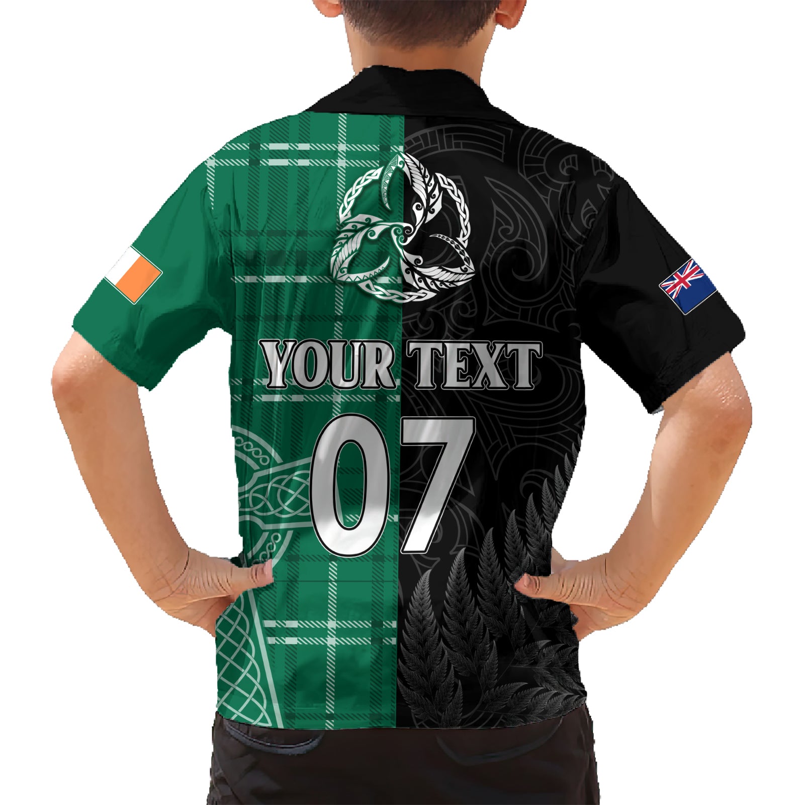 Personalised New Zealand Mix Ireland Rugby Hawaiian Shirt Celtic Knot Mix Silver Ferns - Vibe Hoodie Shop